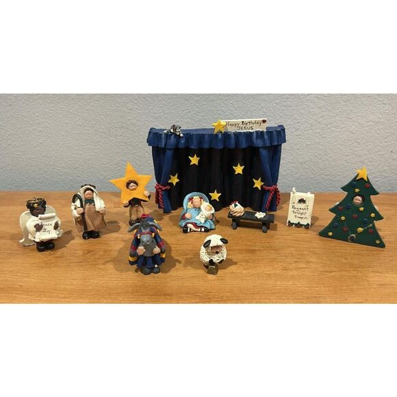 10 Piece Best Friends Christmas Pageant Nativity Set - Picture 1 of 10